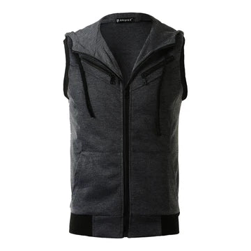 Charcoal Sleeveless Hooded Zipper