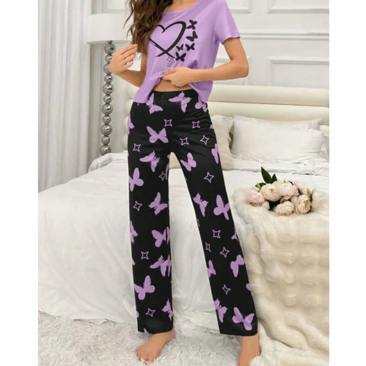 Purple Heart & Butterfly Pj Suit