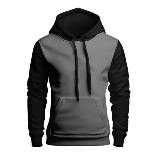 Steel Grey With Black Basic Kangaroo Hoodie