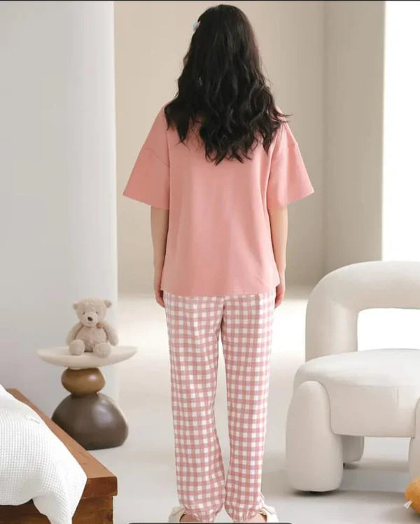 Pink Lovely Three Bear Printed Pj set