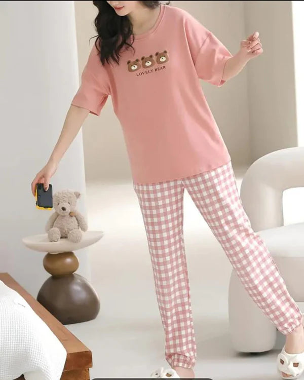 Pink Lovely Three Bear Printed Pj set