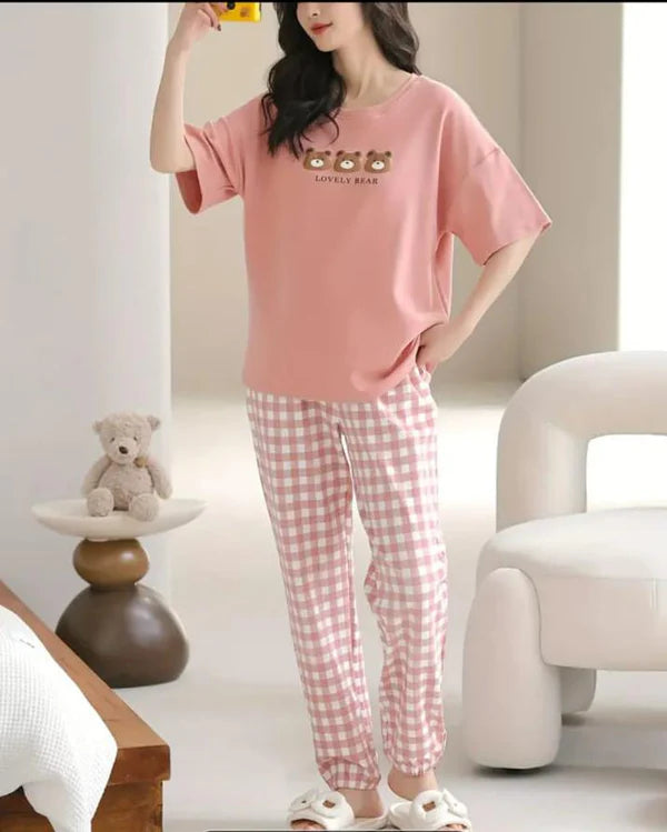 Pink Lovely Three Bear Printed Pj set