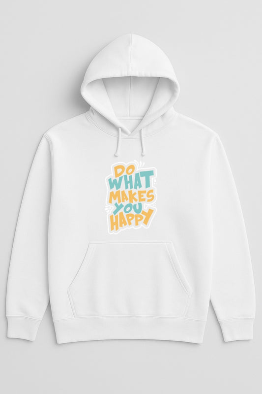 White Makes you Happy Printed Hoodie