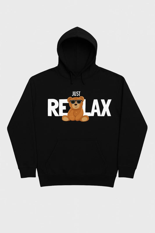 Black Just Relax Printed Hooide