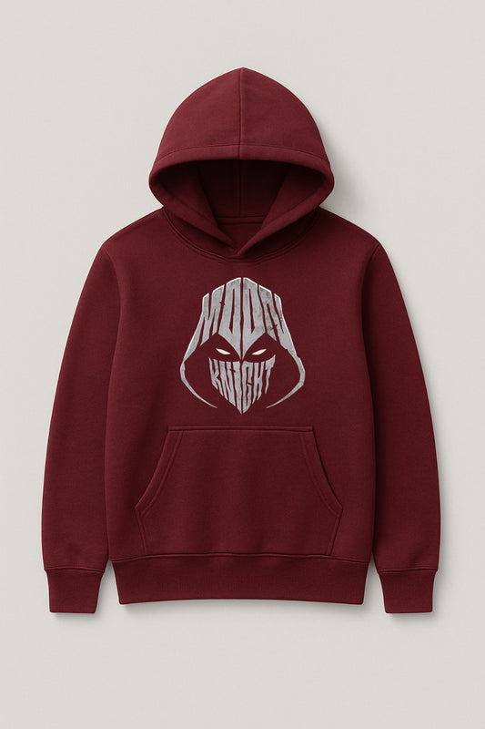 Maroon Ninja Face Printed Hoodie