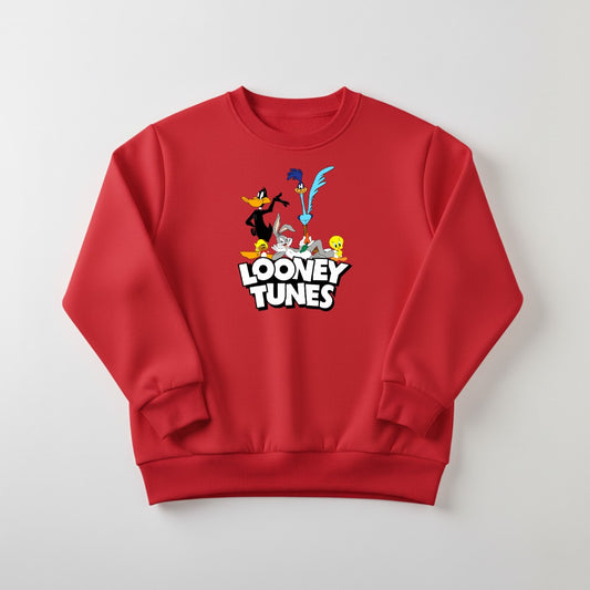 Red Loony Tunes Printed Sweatshirt For Women