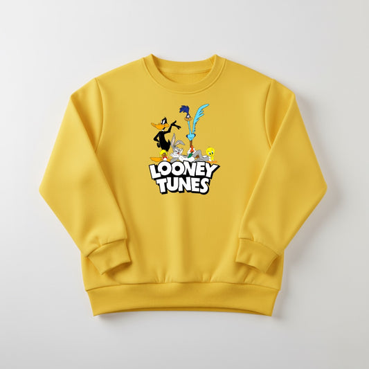 Yellow Loony Tunes Printed Sweatshirt For Women