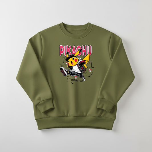 Green Pikachu Printed Sweatshirt For Women