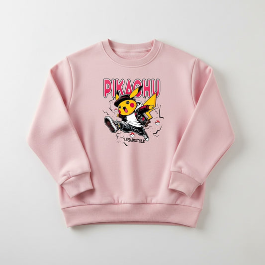 Pink Pikachu Printed Sweatshirt For Women