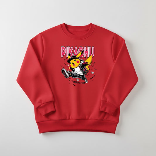 Red Pikachu Printed Sweatshirt For Women