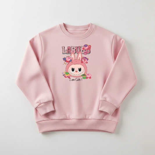 Pink Labubu Printed Sweatshirt For Women
