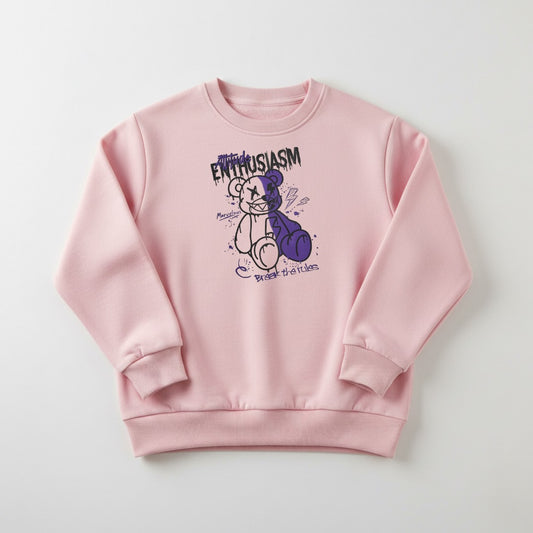 Pink Enthusiasm Printed Sweatshirt For Women