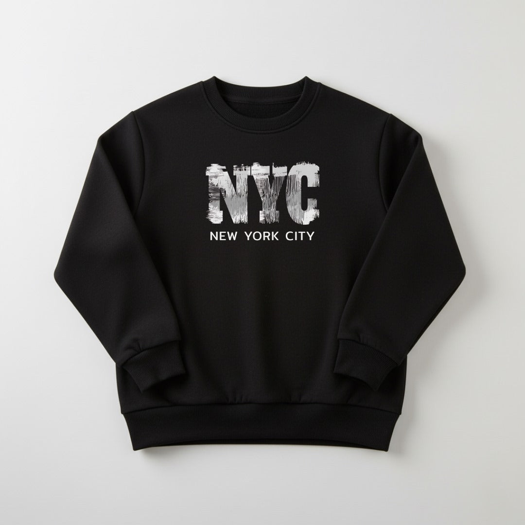 Black NYC Printed Sweatshirt For Women