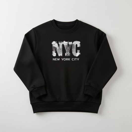Black NYC Printed Sweatshirt For Women