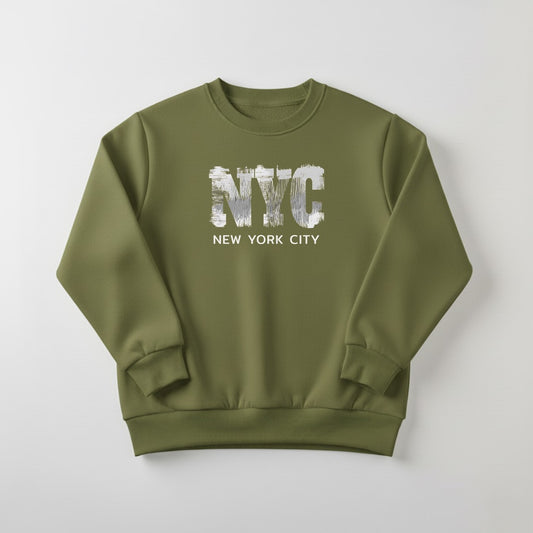 Green NYC Printed Sweatshirt For Women