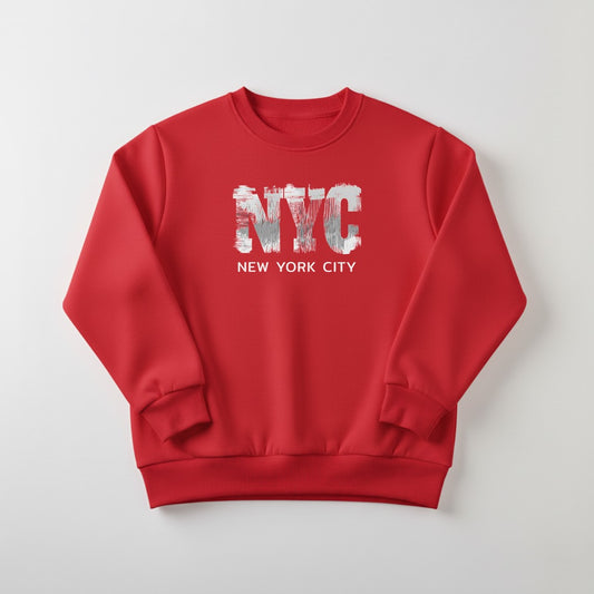 Red NYC Printed Sweatshirt For Women