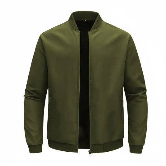 Olive Bomber Style Winter Jacket For Men