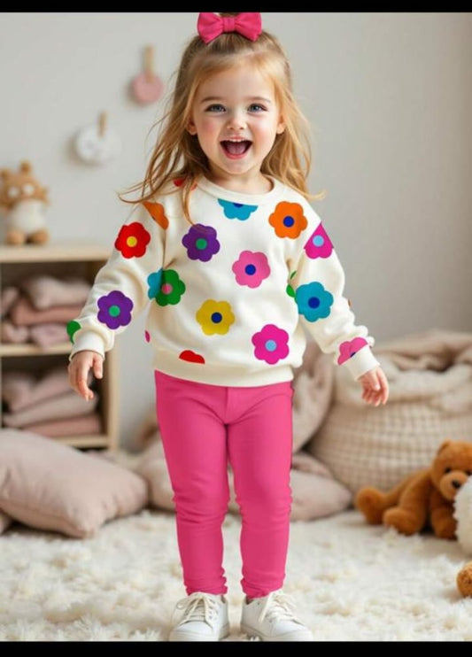 Multicolor Flower Printed Fleece Kids Wear (Each)