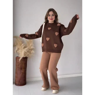 9T9 Chocolate Heart Printed 2 PC Co-Ord Set