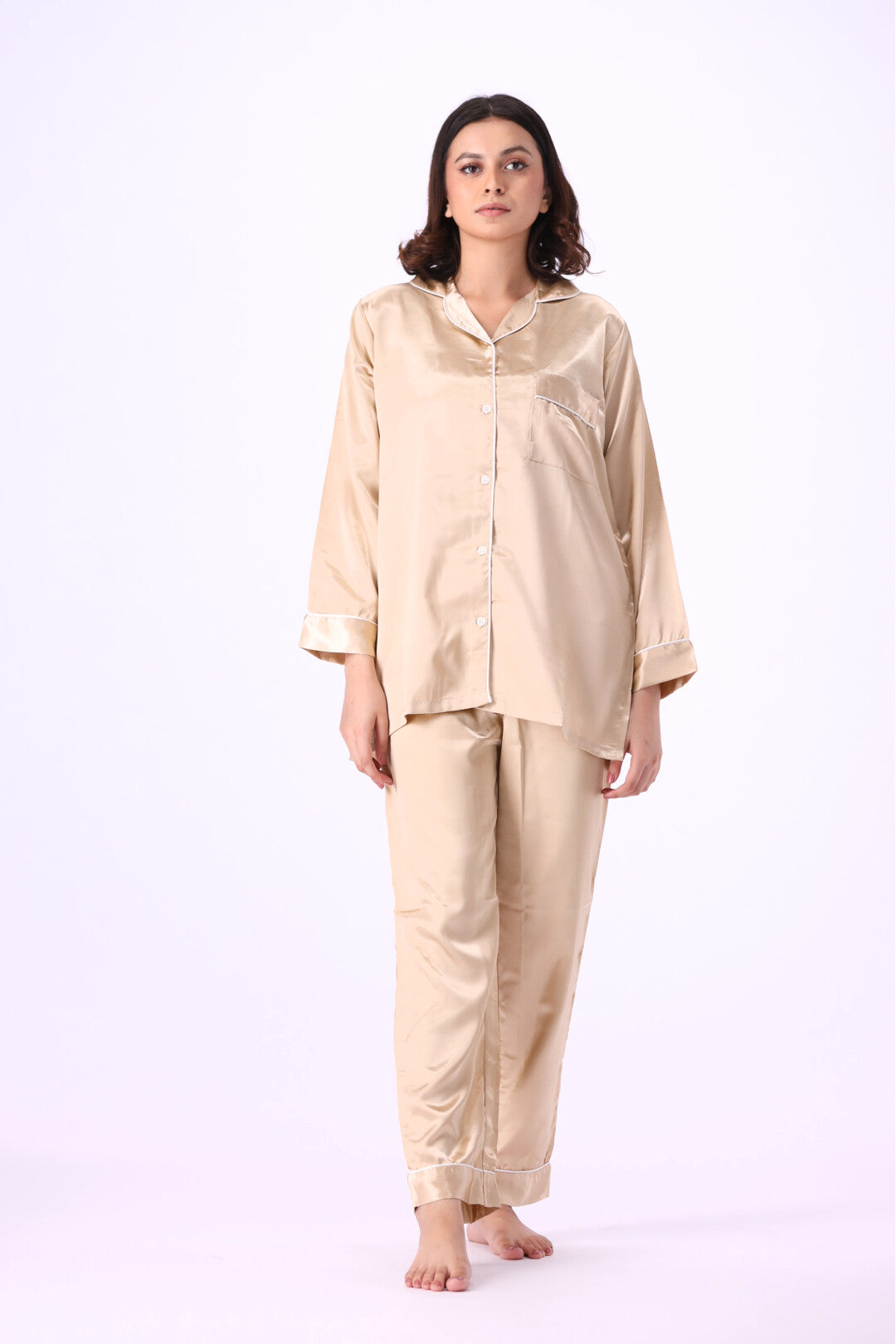 Rusty Rose Plain Silk Pj Set