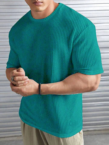 9t9 Turkish Green Premium Oversized Waffle Knitted Tee