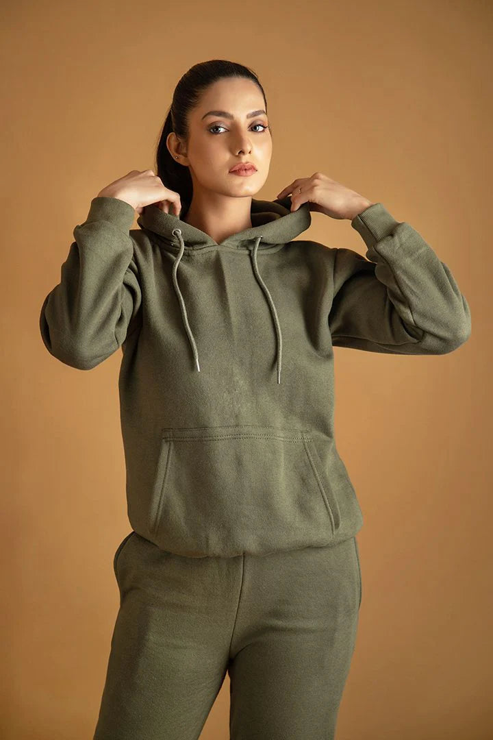 9T9 Olive Green Tracksuit with warm hoodie and pant