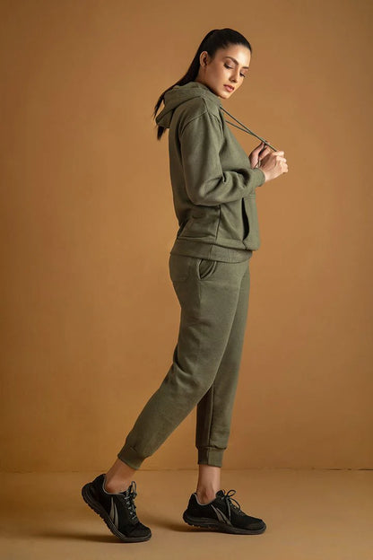 9T9 Olive Green Tracksuit with warm hoodie and pant