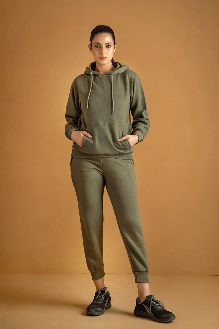 9T9 Olive Green Tracksuit with warm hoodie and pant