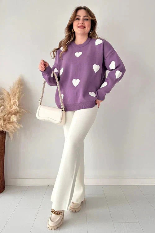 9T9 Purple Heart Printed 2 PC Co-Ord Set