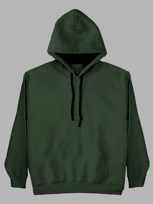 Olive Green Plain Hoodie