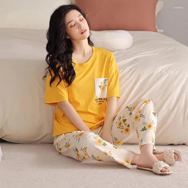 Pocket Flower Mustard Pj set