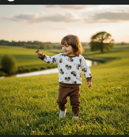 Brown Car Printed Fleece Kids Wear (Each)