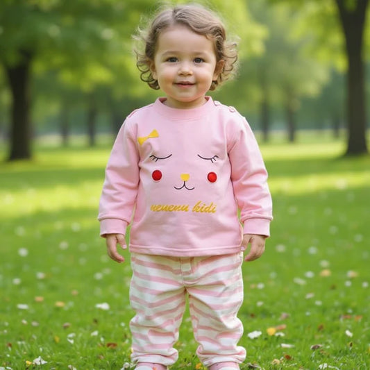 Pink Eyes Printed Fleece Kids Wear (Each)