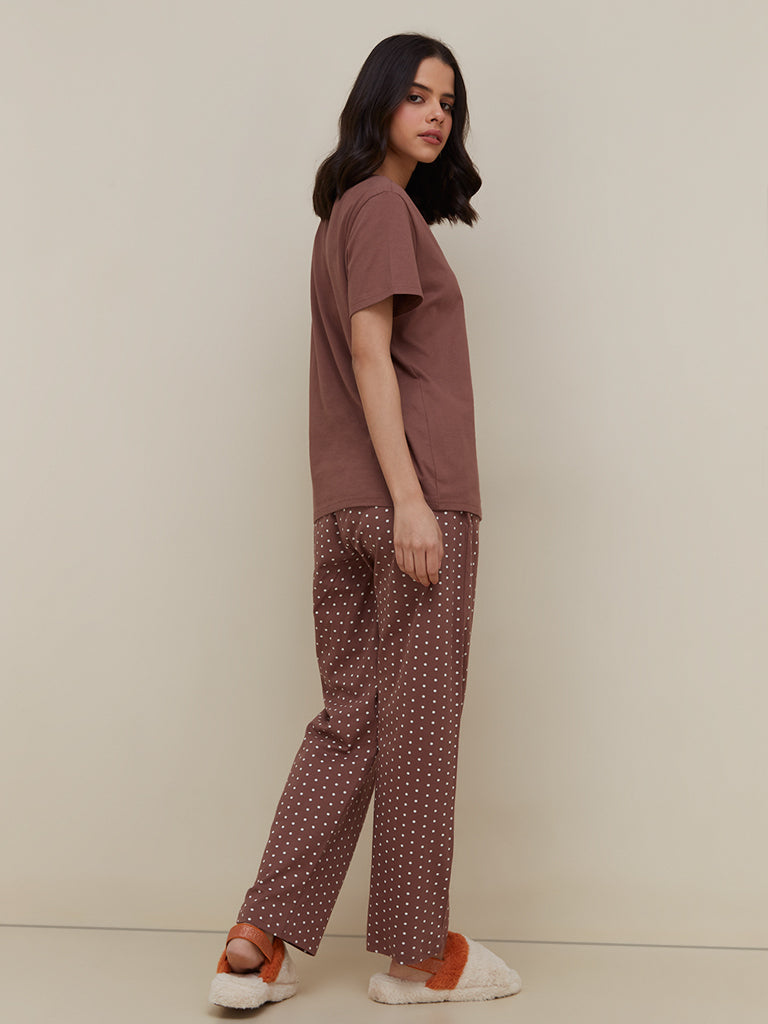 Brown Butterfly Printed Pj set