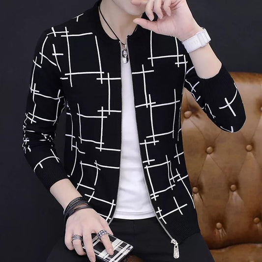 Black Printed Zipper Jacket